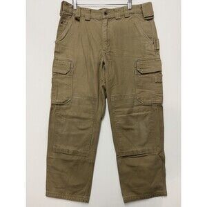 Duluth Trading Company Flex Fire Hose Pants Mens Size 36x30 Khaki Cargo Workwear